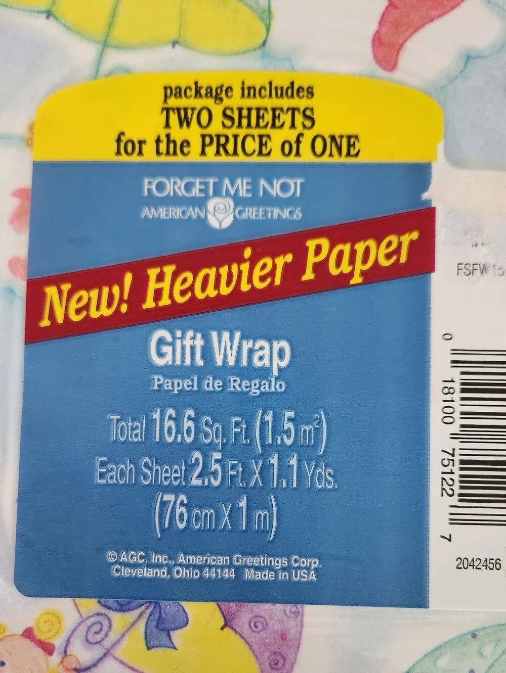 Vintage American Greetings Baby Shower Gift Wrap NEW
